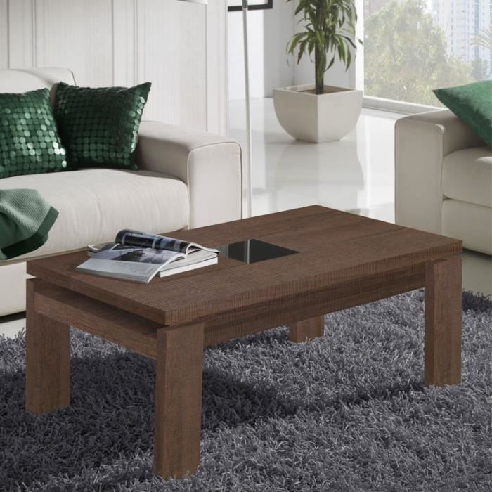 Table basse Chêne foncé relevable - DILIA - L 100 x l 50 x 44/59