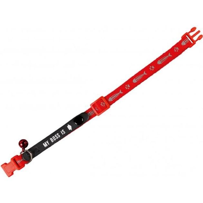 Collier chat MY BOSS IS. Poisson rouge. 20-30cm x 10mm.-Vadigran 3,000000 Rouge
