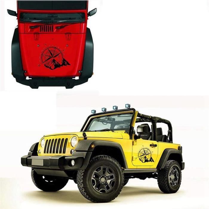 Autocollant Boussole Montagne 48x34cm - Décalque Voiture Fenêtre Arrière Capot - Décoration Universelle