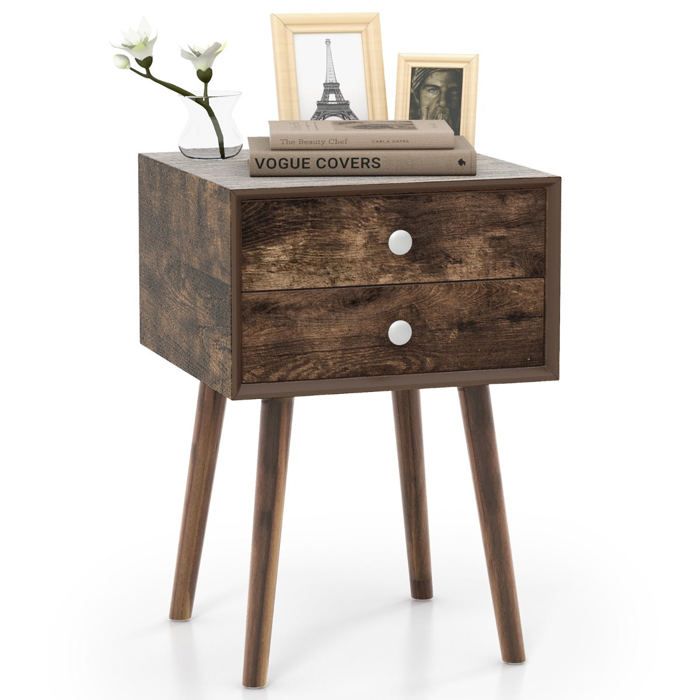 Lot De 2 Armoires De Chevet,Table D'appoint, Table De Nuit Pour Salon Chambre Et Lumieres Led Chene Marron Cfw859926 93692858