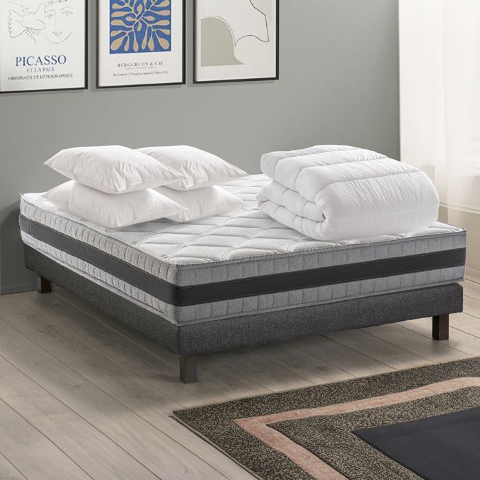 Pack Relax Matelas Cozy Relax 140x190 Double Face + couette + 4 oreillers Fabriqué en Belgique. Garantie 7 ans