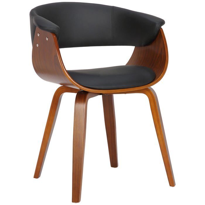 Chaise de bureau salle a manger style scandinave avec revêtement en PVC noir cadre en bois noyer 10_0002192 Chaise de bureau salle a manger style scandinave avec revêtement en PVC noir cadre en bois noyer 10_0002192