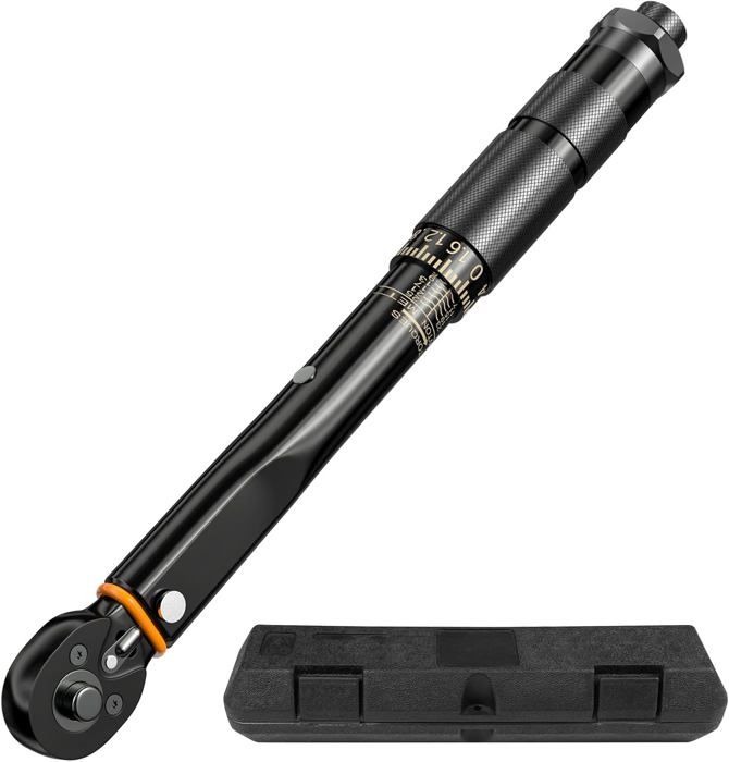 Relota cle dynamometrique 1/4, 5-25 Nm clé dynamométrique, clés dynamométriques réversible, avec coffret cliquet, torque wrench bike, outil mecanique auto, 45 dents, pour Voiture, Motos et Camion
