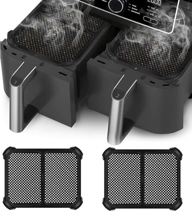 Grille Anti-projections Pour Ninja Foodi Dual Zone - Lot De 2 En Silicone, Réutilisable, Lavable Lave-vaisselle