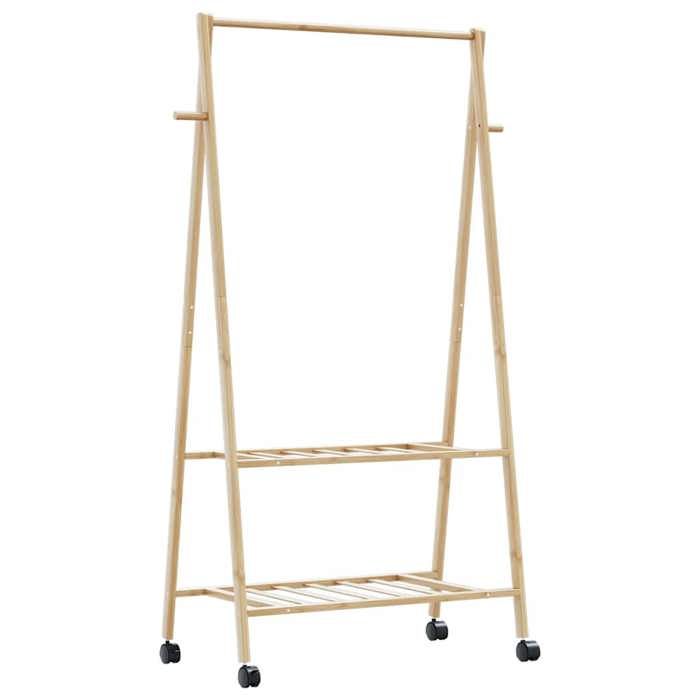 vidaXL Porte-vêtements et étagères et roulettes 96x455x1555cm bambou porte-manteau porte-manteau avec étagère 4008907