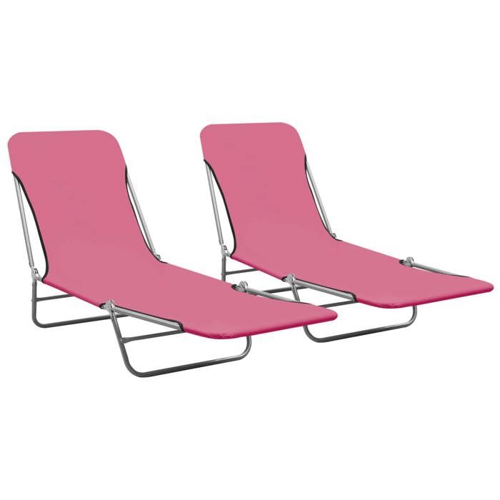 Lemon Transat pour extérieur，VIDAXL Chaises longues pliables lot de 2 Acier et tissu Rose CCL41421558