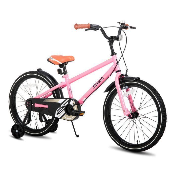 Vélo JOYSTAR Stitch 14/16 Pouces – Rose/beige Avec Panier Et Roues Stabilisatrices – Pour Enfants 3 à 7 Ans, Facile à Monter Et Sécurisé