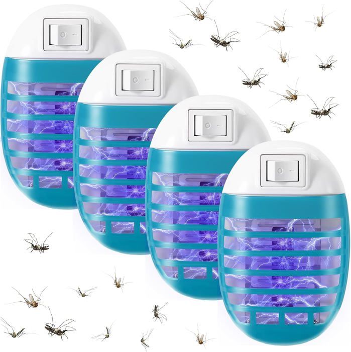 Lampe Anti-moustique UV électrique - 4 Pièces, Non Toxique, Silencieuse, Pour Maison, Cuisine, Chambre (sans Produits Chimiques)
