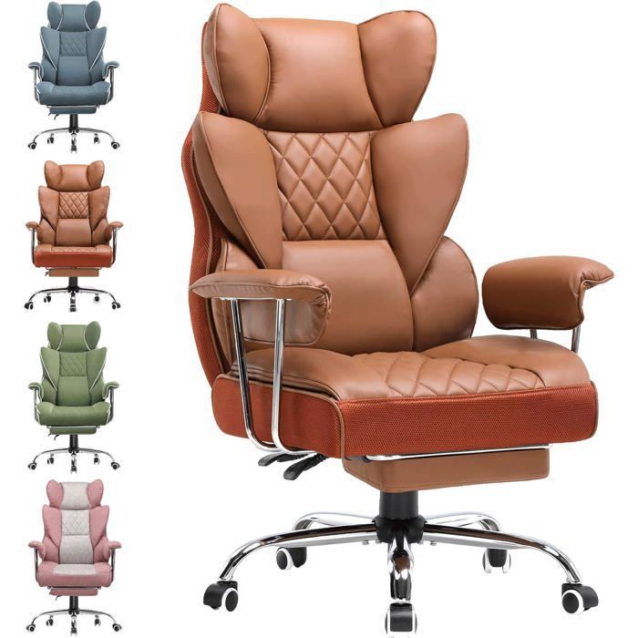 Chaise Gaming Ergonomique avec Repose-Pieds, bleu, Siège Bureau