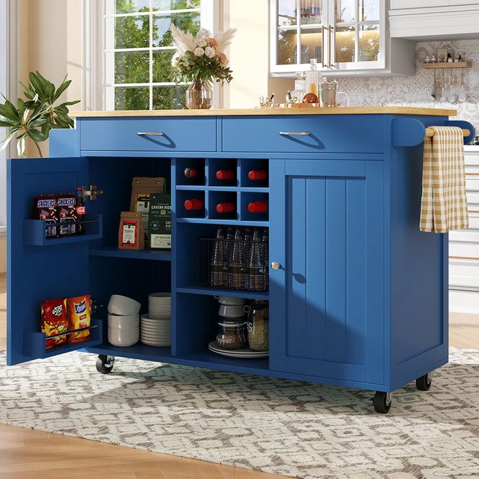 Ilot Central cuisine moderne (102×45×92 cm) Armoire Buffet de cuisine chariot de service avec veinure de bois Bleu Ilot Central cuisine moderne (102×45×92 cm) Armoire Buffet de cuisine chariot de service avec veinure de bois Bleu