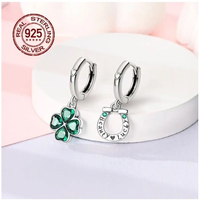 Boucles d’oreille femme assymétrique argent 925 zircon synthétique Chance 991369