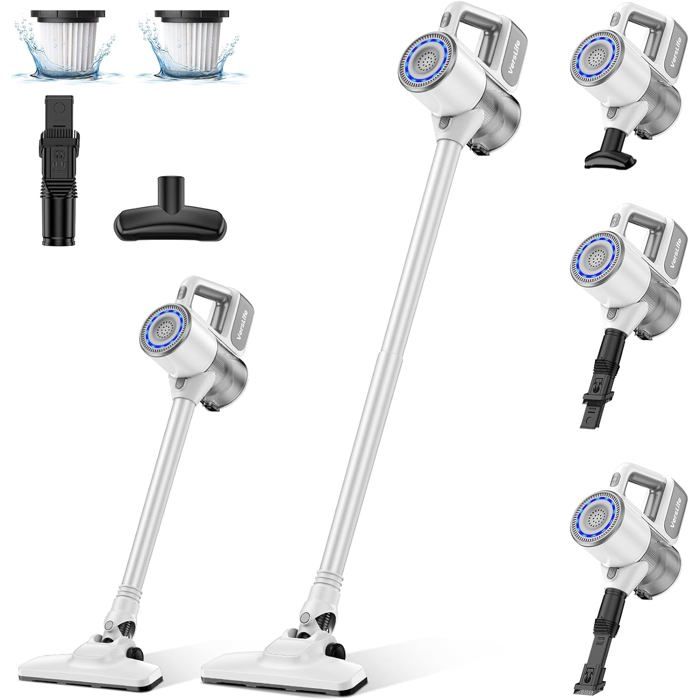 Aspirateur Balai 6 En 1 Sans Fil – Puissance 25kPa, Autonomie 50 Min, Anti-poils !