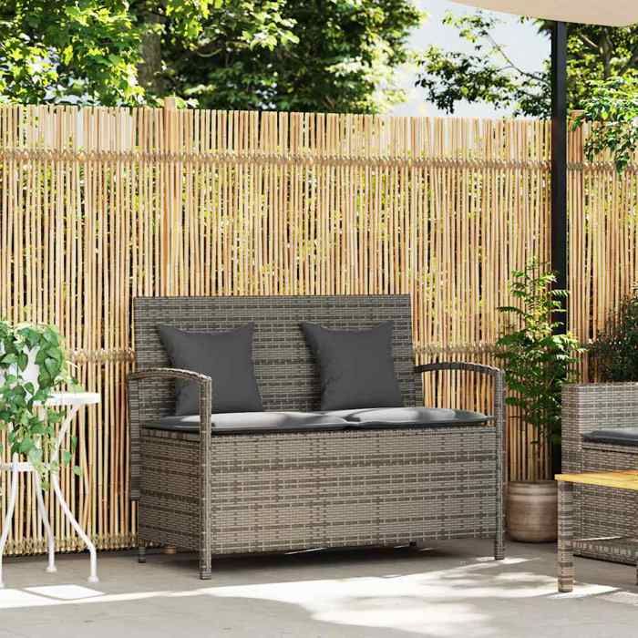 VENTE-FLASH Banc de rangement de jardin - Siège/Meuble - avec coussin gris résine tressée @2660894