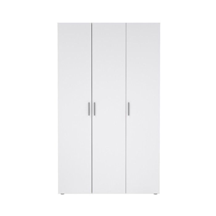 CALICOSY - Armoire avec 3 portes décor chêne et blanc brillant H201 cm - LANA - Blanc