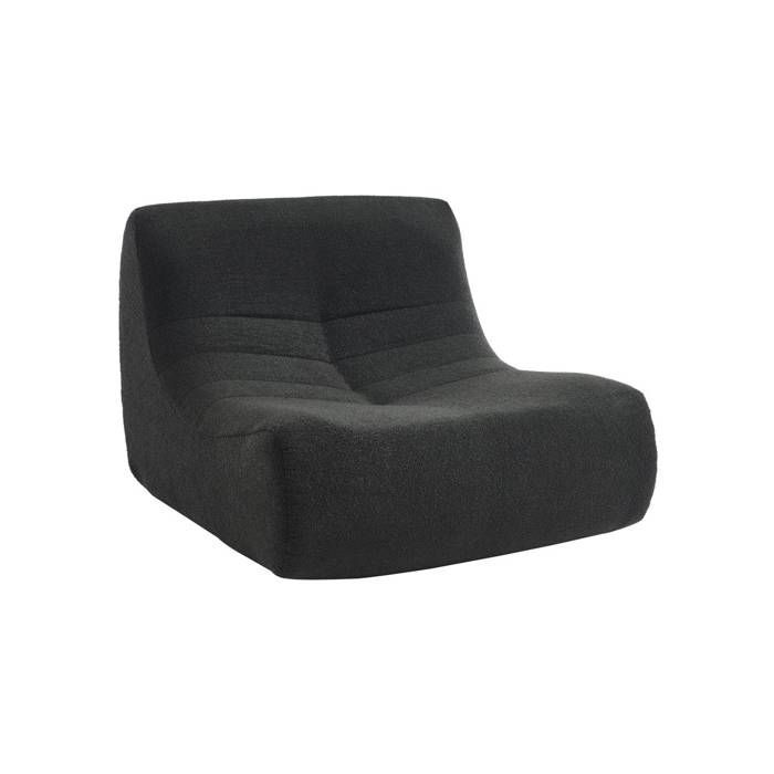 Fauteuil chauffeuse en bouclette texturée noir style contemporain 1 place