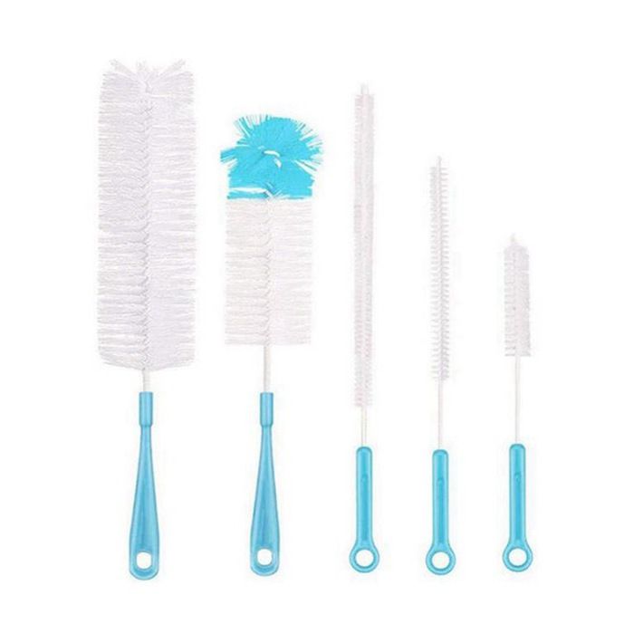 Brosse de nettoyage - Ensemble de brosses multi-usages - Ensemble de 5 pièces - Bleu