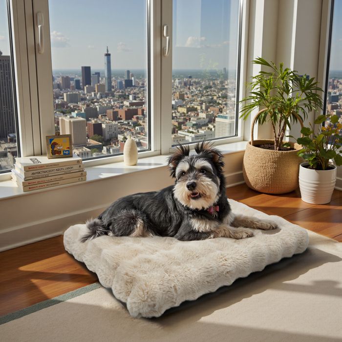 Comparer les prix de Panier pour Chien - UNHO - Modèle Déhoussable - 76x51cm - Beige - Confort Orthopédique