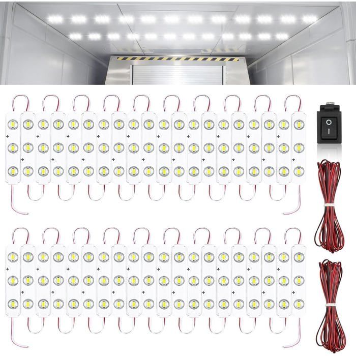 Intckwan Lot 2 Barres LED 12V 120 LEDs – Éclairage Intérieur Voiture, Camping-Car, Camion, Bateau Ultra Lumineux