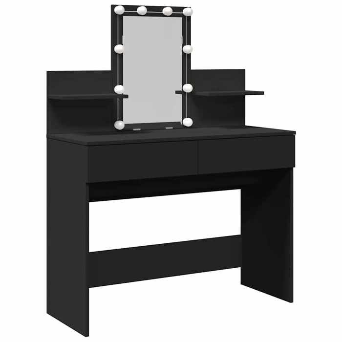 SARA@Meuble cosmétique/ Coiffeuse - KENNETH - avec LED noir 100x40x130 cm HO87611