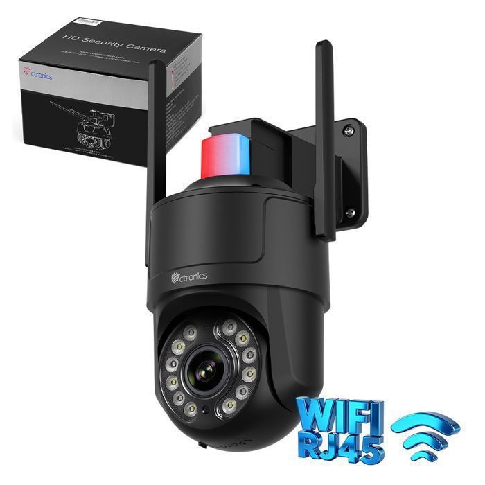 Caméra Surveillance Ctronics 4K 8MP - WiFi 2,4/5GHz - Extérieur Métal - PTZ