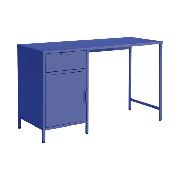 Bureau enfant acier laminé 1 tiroir. bleu roi. L 120 x P 50 x H 75 cm