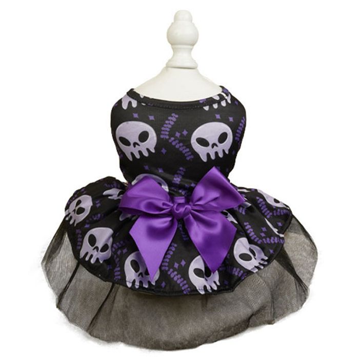 Costume de crâne noir et violet pour animal de compagnie 1 pièce vêtements pour chien déguisement dHalloween