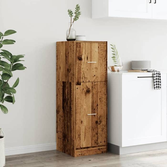 SALE dhiver Armoire de bureau - BURKE - Armoire dapothicaire - vieux bois 40x41x118 cm - Bois dingénierie AA1024