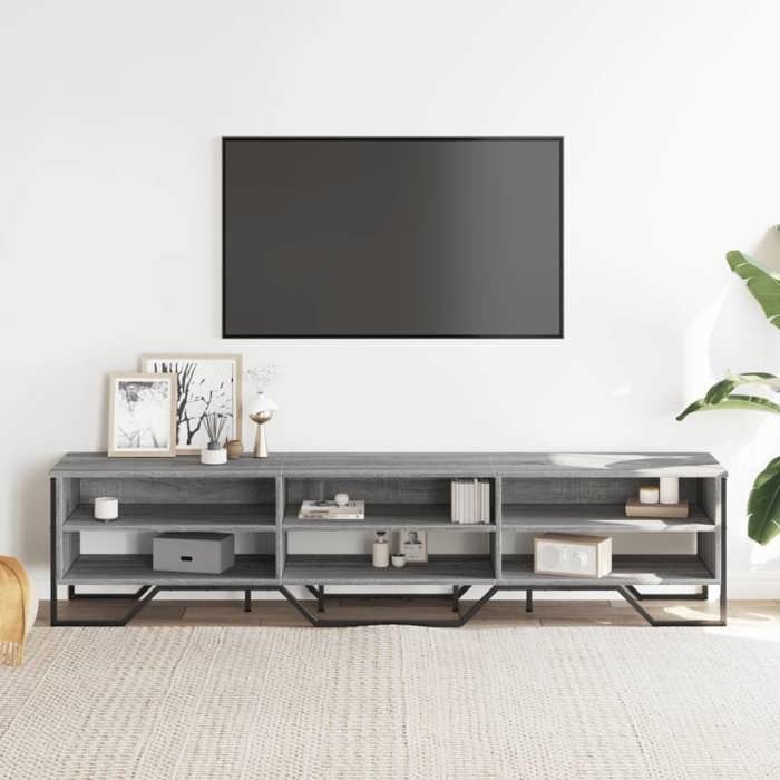 Meuble TV moderne - vidaXL - Sonoma gris - Bois dingénierie - 180x34x41 cm - Capacité 60 kg - Grand espace de rangement
