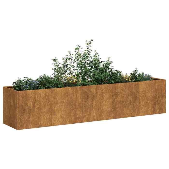 Jardinière en acier inoxydable - vidaXL - 200x40x40 cm - Rouillé - Acier résistant aux intempéries - Fond ouvert
