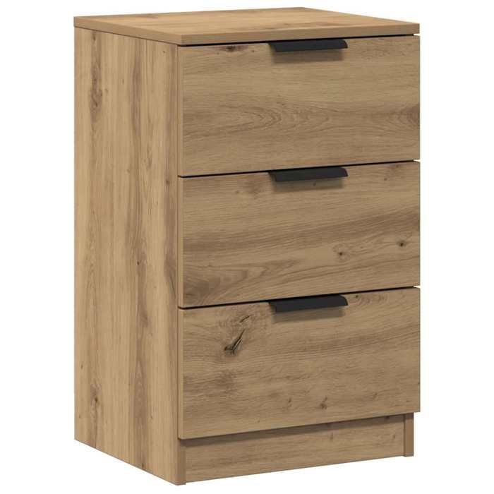 Table de chevet chêne artisanal - GKO - 40x36x65 cm - Bois dingénierie - 3 tiroirs - Capacité 60 kg - Assemblage requis
