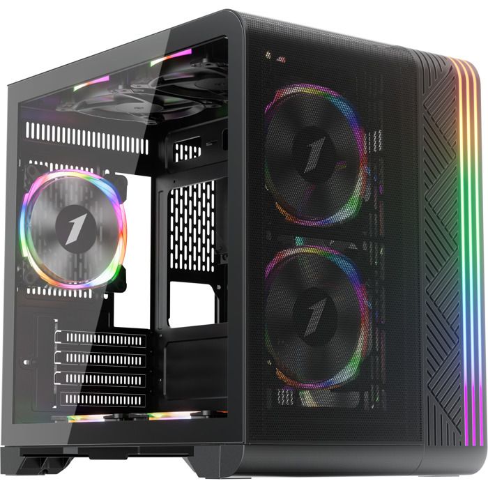 Boîtier PC mini tour - 1stPlayer VT5 - RGB dynamique - Compatible ATX/Micro-ITX - Ventilation optimisée