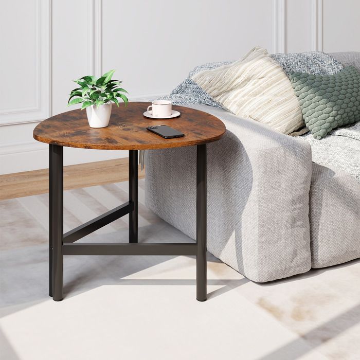 Table Basse Salon Ovale COSTWAY Pieds en Métal Table d’Appoint Triangulaire Bois pour Salon Bureau Chambre Charge 60 kg Marron Table Basse Salon Ovale COSTWAY Pieds en Métal Table d’Appoint Triangulaire Bois pour Salon Bureau Chambre Charge 60 kg Marron