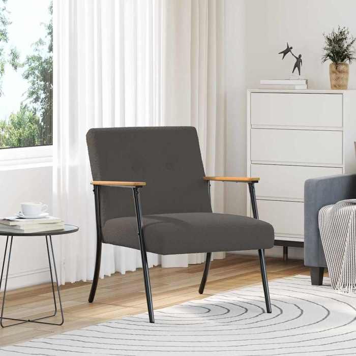 NEW 2026 Fauteuil-chaise simple - 1 pc - Poids maximal: 110 kg - Gris foncé 59x75x78 cm L6778