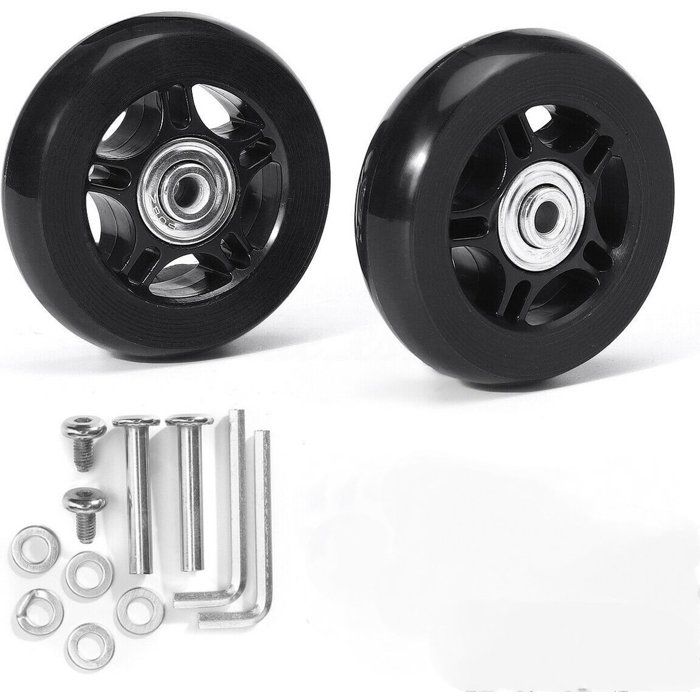 Lot de 2 roulettes rechange bagages caoutchouc universelles 60x18 mm noires