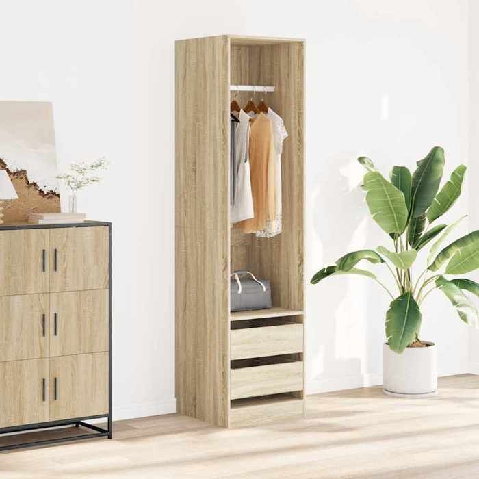 Seasonal SaleSuport vêtements 1 PC - SWEETY - Garde-robe moderne - avec tiroirs Chêne sonoma - bois dingénierie680996