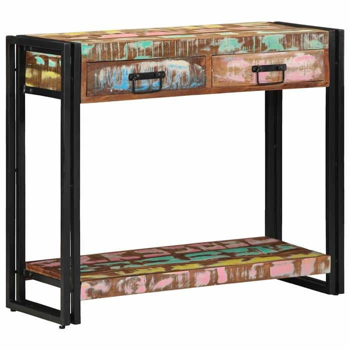 (Vente chaude)Table console - SHELD - Armoire dentrée - Pour salon - Multicolore 90x33x75cm Bois Recyclé Solide M1881605