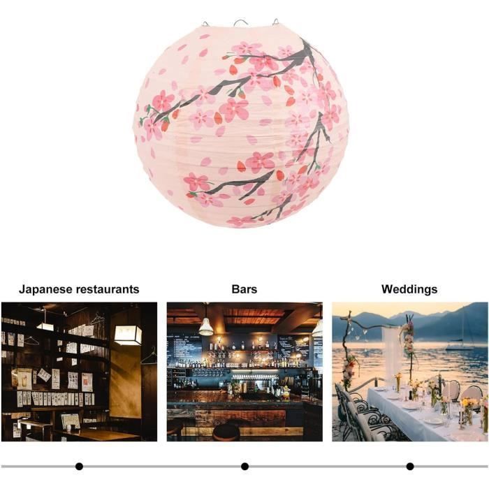Fleur De Cerisier Papier Lanterne Floral Lanterne Papier Abat-Jour Rond Suspendu Lanterne Lumière pour La Maison Fête Ba DEFONCEUSE