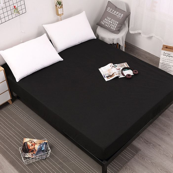 Protège-Matelas Imperméable Noir Drap-Housse Respirant Protection Humidité Housse Matelas Label