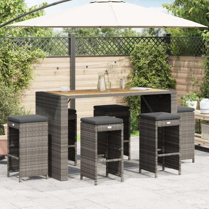 Chaises ergonomiques - Magnifique Tabourets de bar de jardin et terrasse et coussins 6 PCS résine tressée 40x40x76cm 9224
