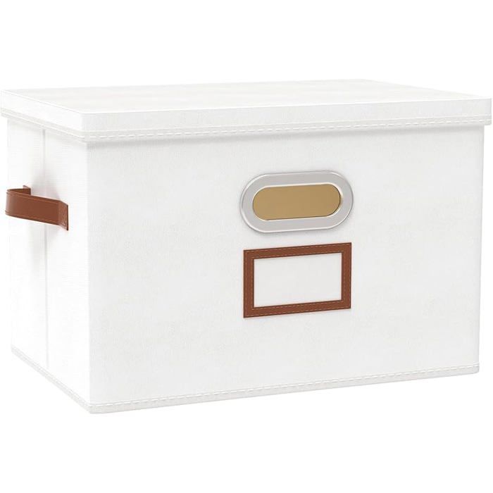 Boîte de Rangement en Tissu Caisses Pliables avec Couvercle et Poignées Paniers Lavable pour Blanc 45x30x30cm(1-Pack)