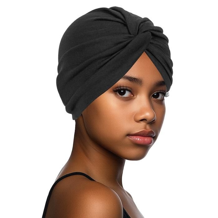 XJYDNCG Bonnet Satin Cheveux Nuit Turban Femme Élastique à Torsade Avant Noir