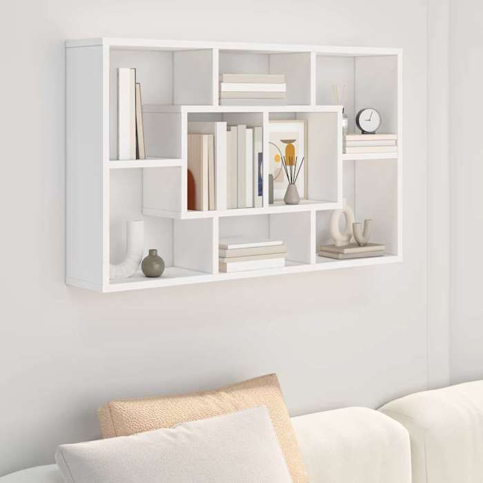 (11632)Moderne Étagère murale blanc 85x16x525 cm bois dingénierie poid:9.76 kg