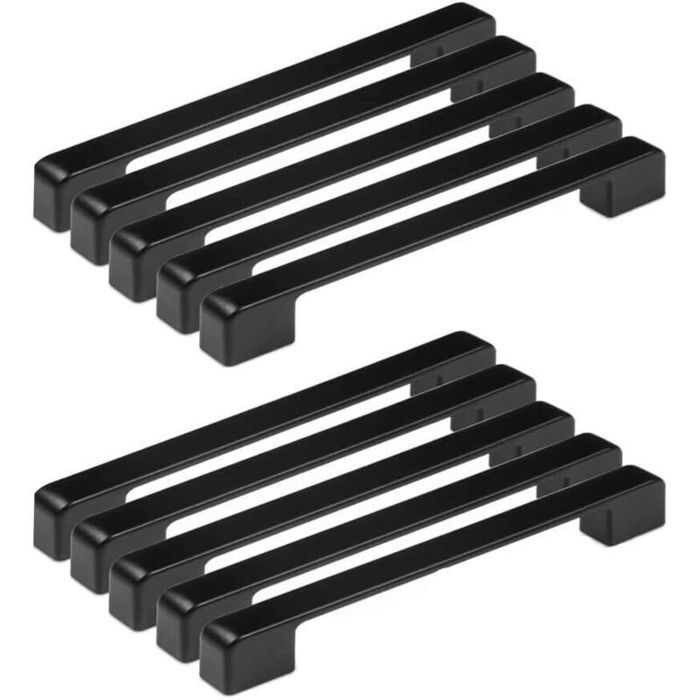 10 pcs Poignee de Meuble Cuisine Noir Poignée Meubles Entraxe 192mm Poignet Carrée de Porte dArmoire Moderne pour Tiroirs