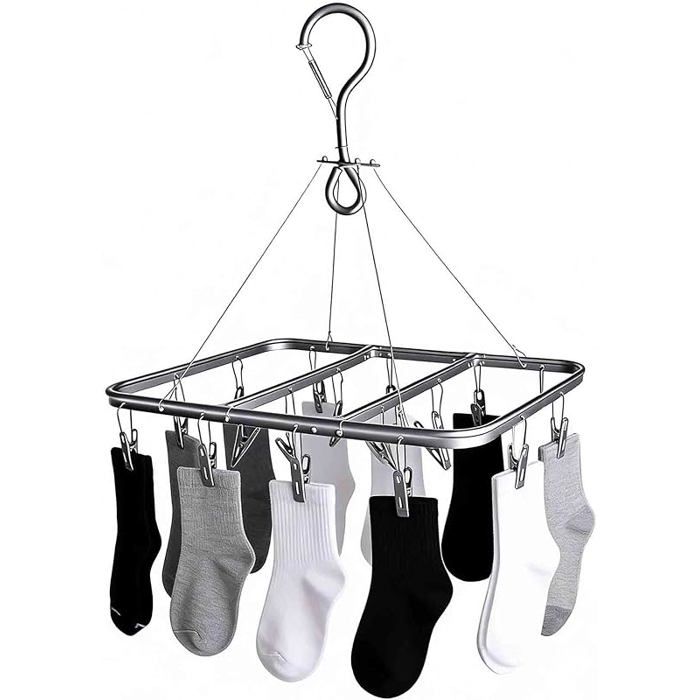 Etendoir Chaussette étendoir à Linge de Camping Séchoirs à Chaussettes avec 16 Pinces Pince à Linge Cintre pour CINTRE