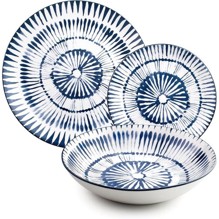 Service de table 12 pièces Zeendassiettes en porceine pour 4 personnesBleu Zeend ENSEMBLE USTENSILES