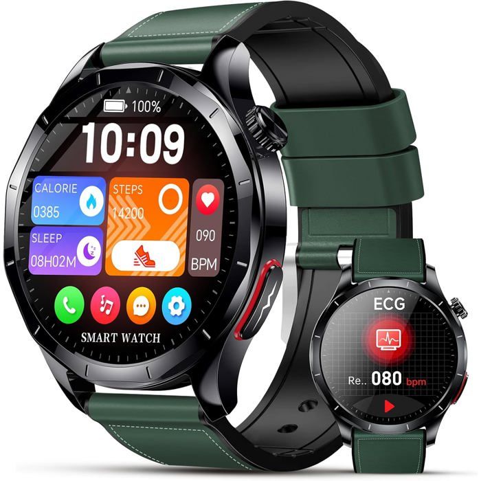 Montre Connectée Homme ECG HRV AMOLED 1 43 SOS Cardio 24H Sommeil SpO2 Pression IP68 Android iOS