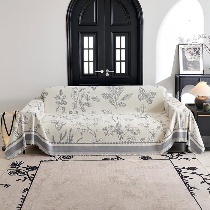 Jeté de Canapé Multifonctionnel 180x230 cm Housse Canapé Décorative Protection Sofa Plaid Doux Grand Format Gris HOUSSE DE CANAPE