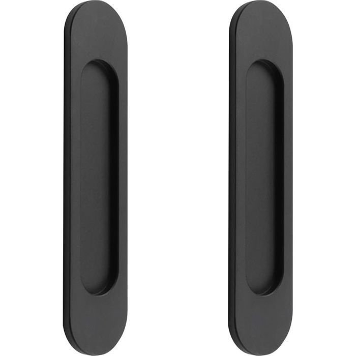 Lot de 2 poignées de porte coulissante ovales auto-adhésives en alliage daluminium noir mat sans perforation pour portes couli