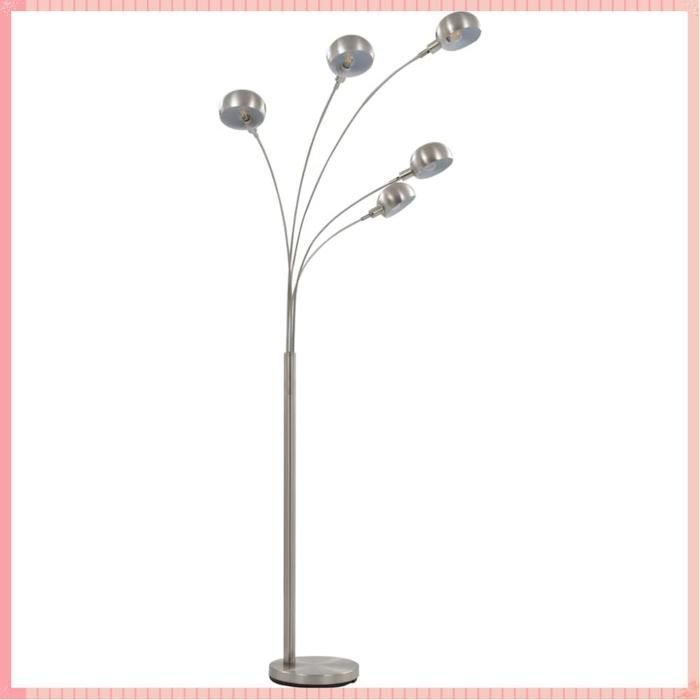 Lampadaire 5 - E14 - Réglable - Intérieur - Acier - Argenté - 200 cm - 14 ampoules