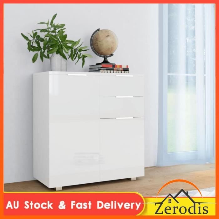 Buffet Blanc brillant 71 x 35 x 80 cm Bois dingénierie -BK283715 (PLA)